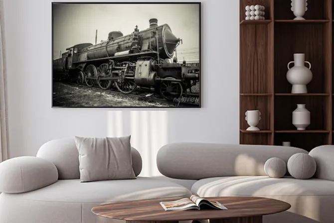 Plakat: Stara lokomotywa parowa