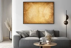 Plakat: Stara mapa z kompasami w sepii styl retro