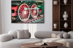 Plakat: Stare lokomotywy parowe z 20 wieku