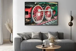 Plakat: Stare lokomotywy parowe z 20 wieku