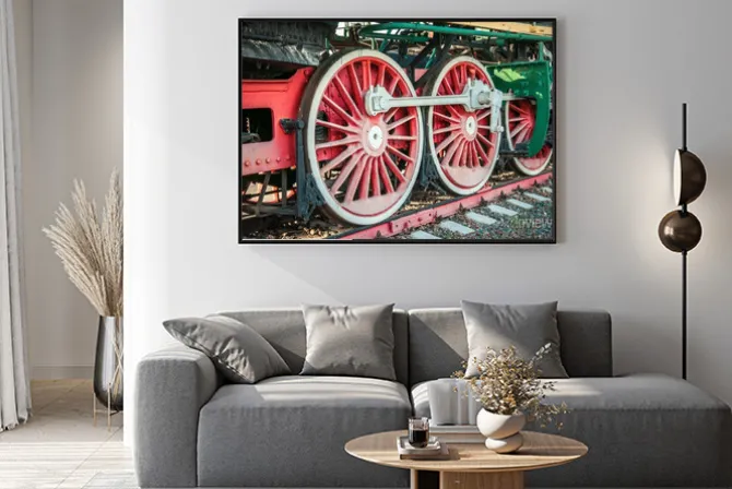 Plakat: Stare lokomotywy parowe z 20 wieku