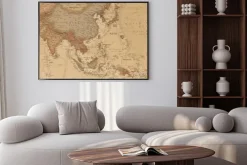 Plakat: Starożytna mapa geograficzna azji z nazwami krajów