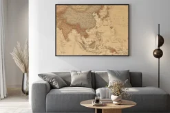 Plakat: Starożytna mapa geograficzna azji z nazwami krajów