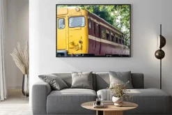 Plakat: Stary pociąg na stacji