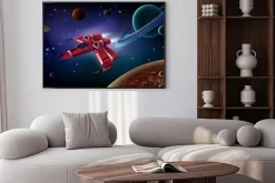 Plakat: Statek kosmiczny, planety i przestrzeni.