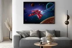Plakat: Statek kosmiczny, planety i przestrzeni.
