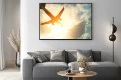 Plakat: Stonowanych zdjęcie samolocie w słońcu