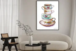 Plakat: Stos porcelanowych filiżanek