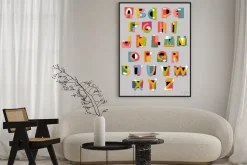 Plakat: Streszczenie czcionki alfabetu. papier wycięcie stylu