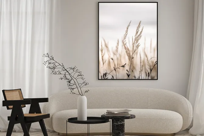 Plakat: Sucha trawa na łące krajobraz