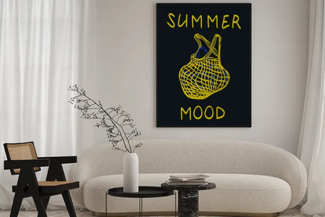 Plakat: Summer mood nowoczesna grafika z cytrynami
