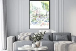 Plakat: Summer park, sketch, watercolor