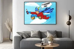 Plakat: Superhero grubas i burger komiks wektora