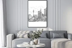 Plakat: Sydney wieża i drapacze chmur widok z sydney, australia. wektor