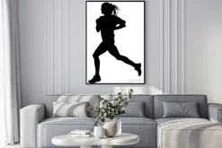 Plakat: Sylwetka biegnącej kobiety
