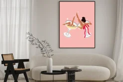 Plakat: Sylwetka kobiety wewnątrz kieliszka szampana