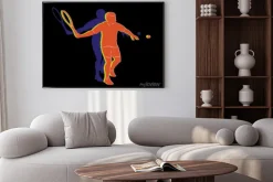 Plakat: Sylwetka tenisista, grafiki wektorowej