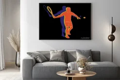 Plakat: Sylwetka tenisista, grafiki wektorowej