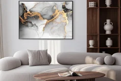 Plakat: Szaro-czarny marmur ze złoceniami