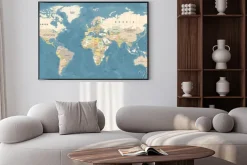 Plakat: Szczegółowa ilustracja mapy świata