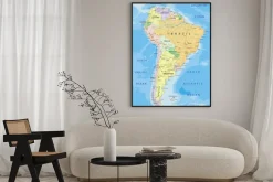 Plakat: Szczegółowa mapa ameryki południowej po angielsku