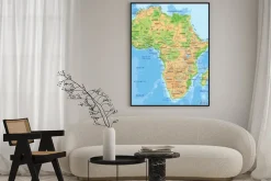 Plakat: Szczegółowa mapa fizyczna afryki