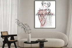 Plakat: Szkic moda dziewczyna rysunek z akwarela