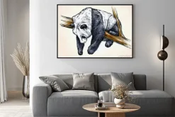 Plakat: Szkic pandy leżącej na gałęzi