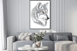 Plakat: Szkic złotookiego wilka