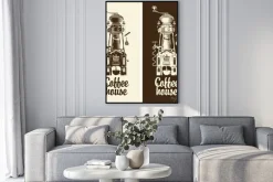 Plakat: Szyld kawiarni z młynkiem kawowym