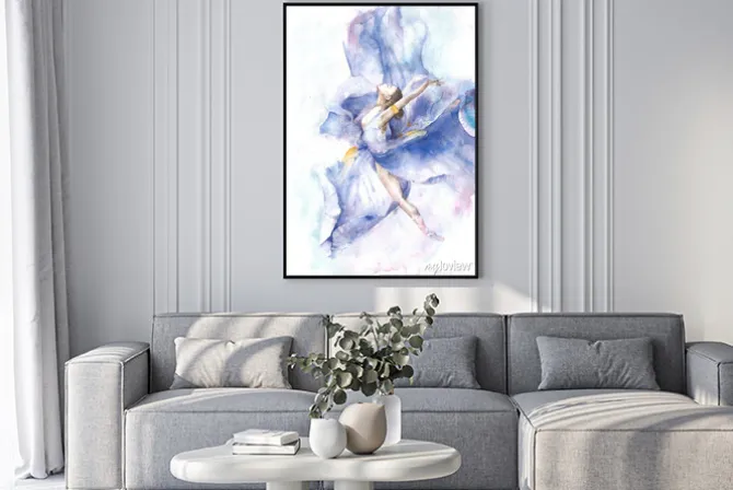 Plakat: Tańcząca baletnica w stylu akwarelowym