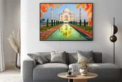 Plakat: Taj mahal o wschodzie słońca, agra, uttar pradesh, indie.