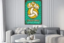 Plakat: Żółte piłki do siatkówki w stylu retro