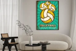 Plakat: Żółte piłki do siatkówki w stylu retro