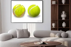 Plakat: Tennis ball na białym tle. wszystkie elementy są w oddzielnych
