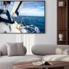 Plakat: The white sails of yachts on the background of sea and sky in
