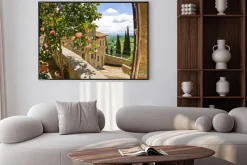 Plakat: Toskańska architektura z widokiem na pola