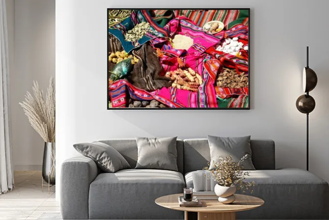 Plakat: Tradycyjne potrawy na uros islands - jezioro titicaca, peru