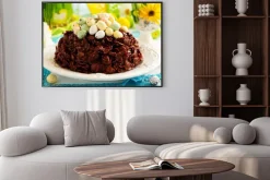 Plakat: Tradycyjne wielkanocne ciasto czekoladowe z czekoladowe jaja.