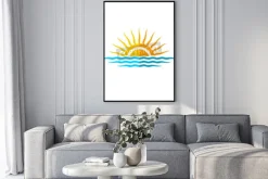 Plakat: Travel logo szablonu. sun z fal morskich.