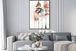 Plakat: Trees minimalistic watercolor art - generative ai