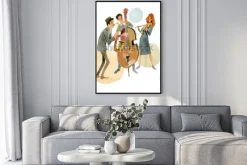 Plakat: Trio jazzowe w stylu akwarelowym