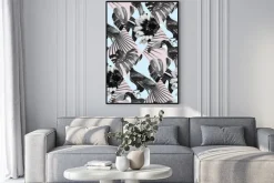 Plakat: Tropical czarno-biały wzór patchwork