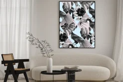 Plakat: Tropical czarno-biały wzór patchwork