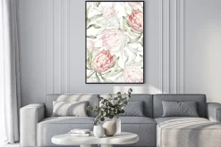 Plakat: Tropikalne kwiaty protea w pastelowych barwach