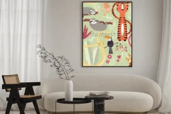 Plakat: Tropikalne zwierzęta na zielonym tle