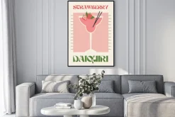 Plakat: Truskawkowy koktajl nowoczesna ilustracja