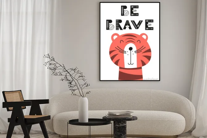 Plakat: Tygrysek w stylu skandynawskim z napisem