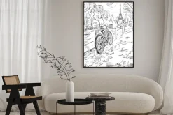Plakat: Ulica jesienią paryżu. wieża eiffla -sketch ilustracji