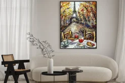 Plakat: Ulica jesienią paryżu. wieża eiffla -sketch ilustracji